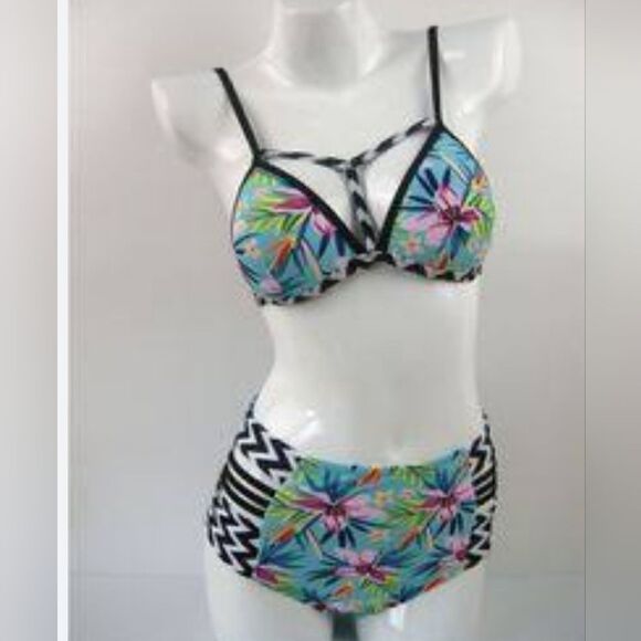 Tinpia Other - Tinpia Womens Green Floral Swimwear High Waist Bikini Bandage Swimsuit
